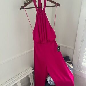 Express Fuchsia Halter Jumpsuit